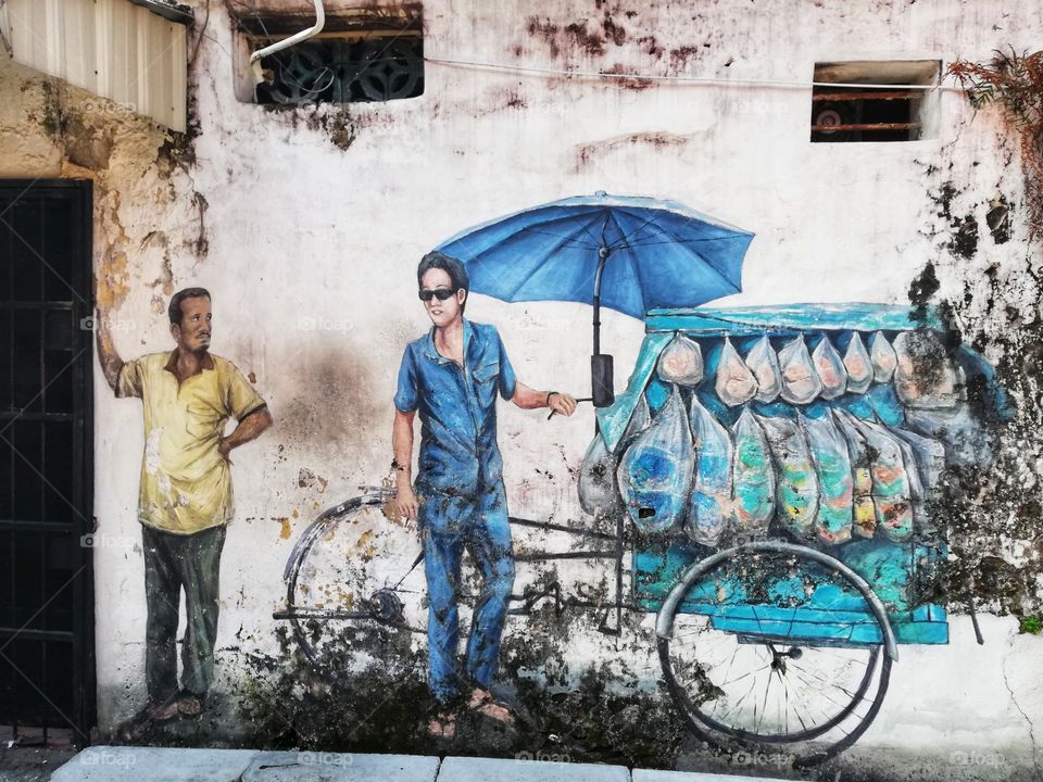 famous street art in George Town in Malaysia