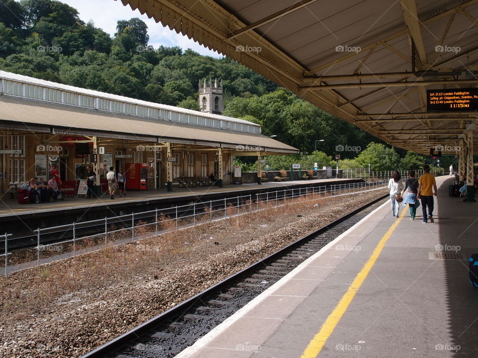 The railway station in Bath in England while vacationing on a summer day 