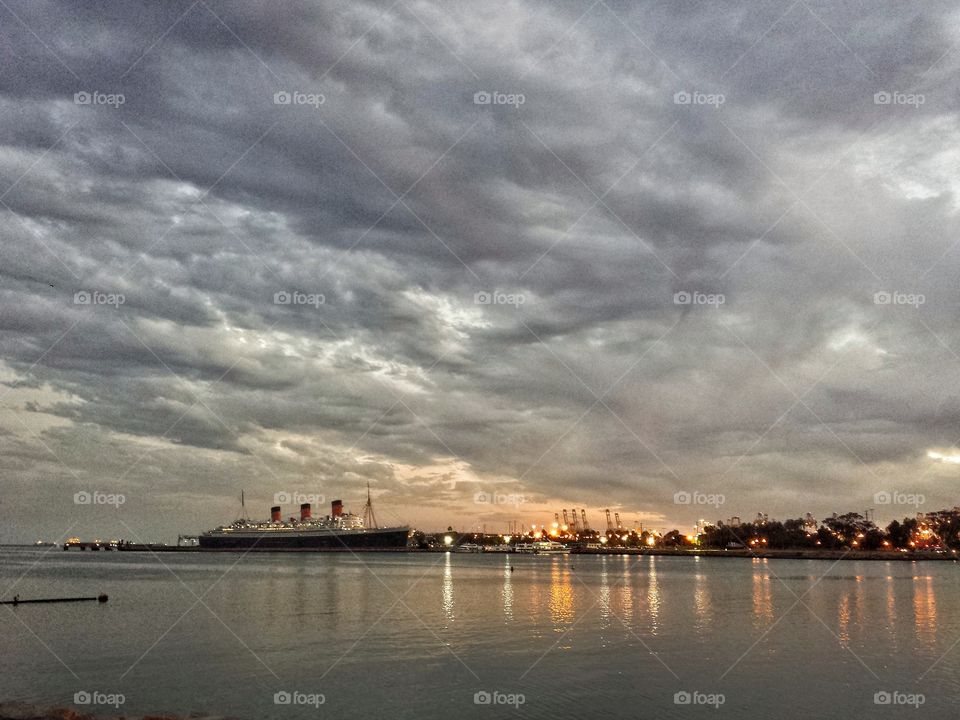 the Queen Mary in Harbor