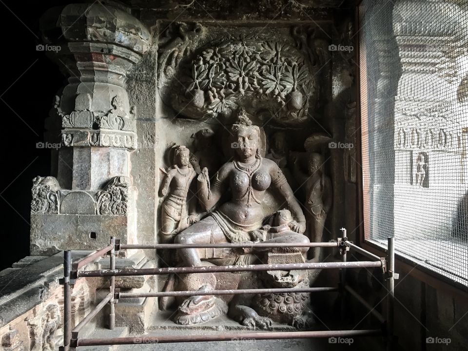 Stone relief in Ellora caves India