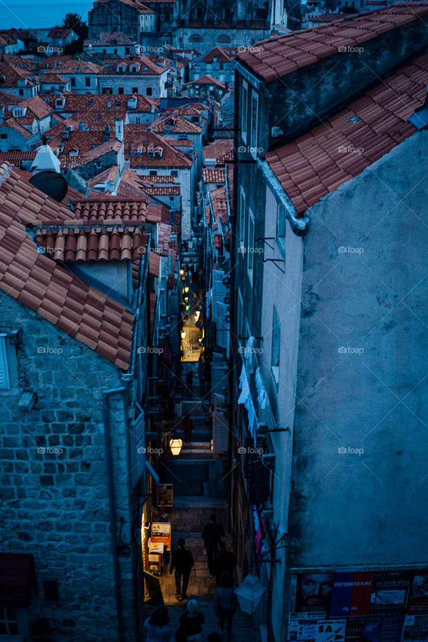 Dubrovnik city streets at night