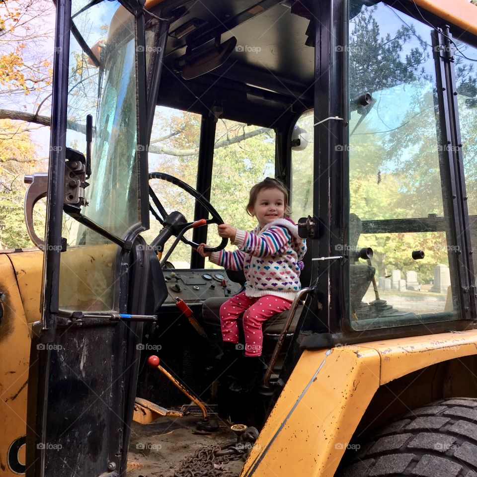 Just a girl learning to drive a tractor. She will be a jack of all trades by the time I’m done.