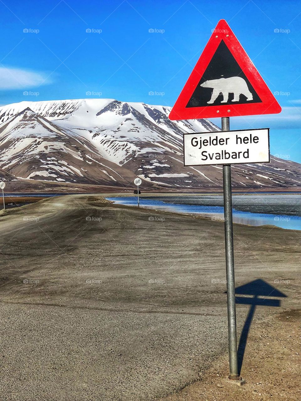 Polar bear sign, Svalbard