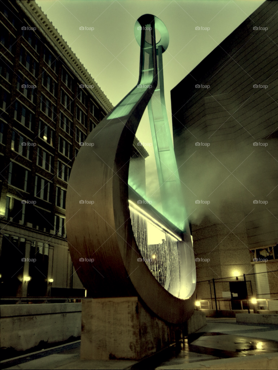 statue waterfall lights canada by deco_guy