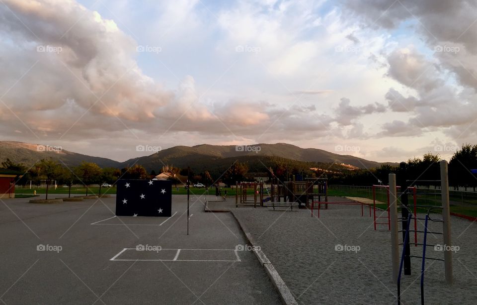 Sunset on a playground 