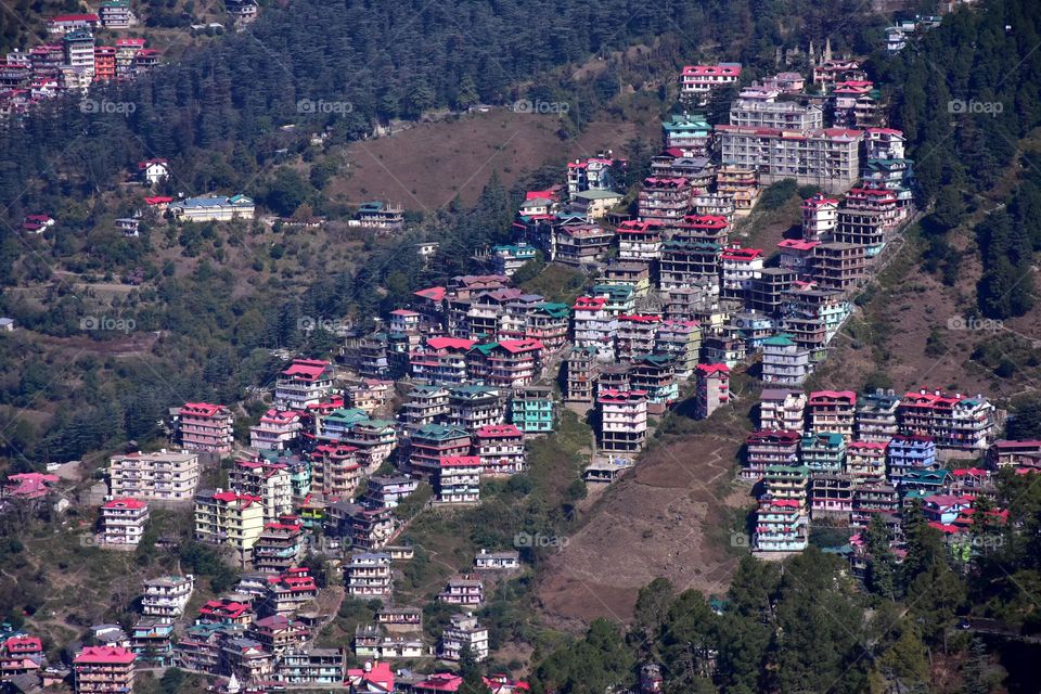 Mountain city of Shimla in the himalayas