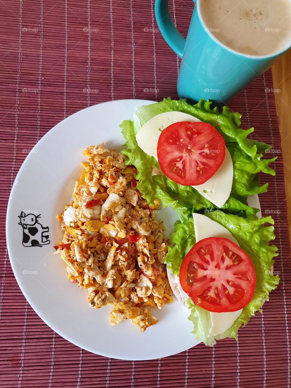 Colorful sandwiches with eggs for a breakfast.