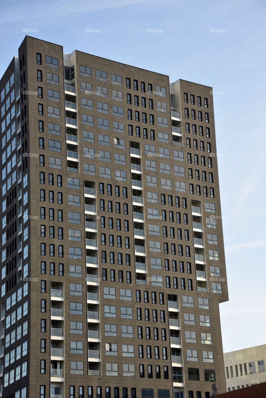 A modern skyscraper in Antwerp