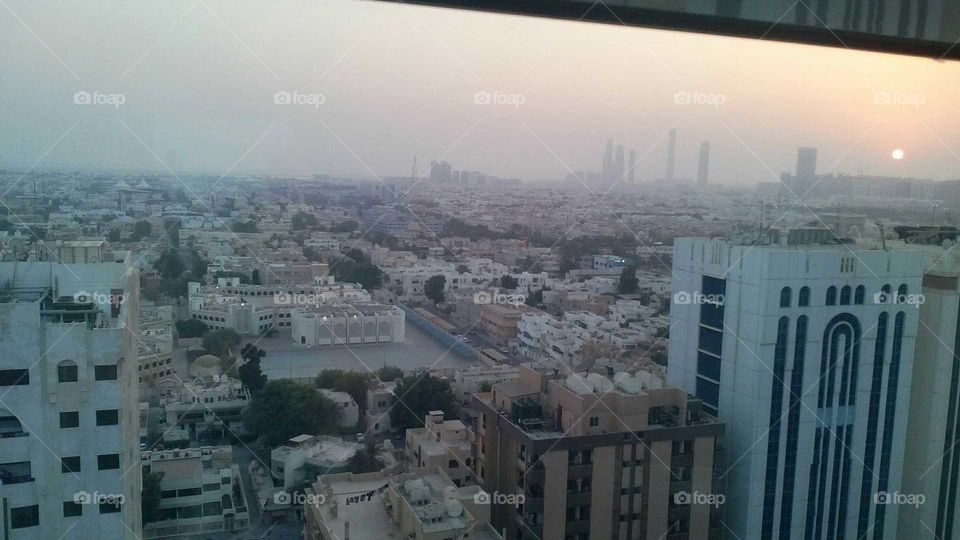 A beauteous view of half of the city of Abu Dhabi,  courtesy of room 1906 at the Centro Al Manhal Rotana Hotel