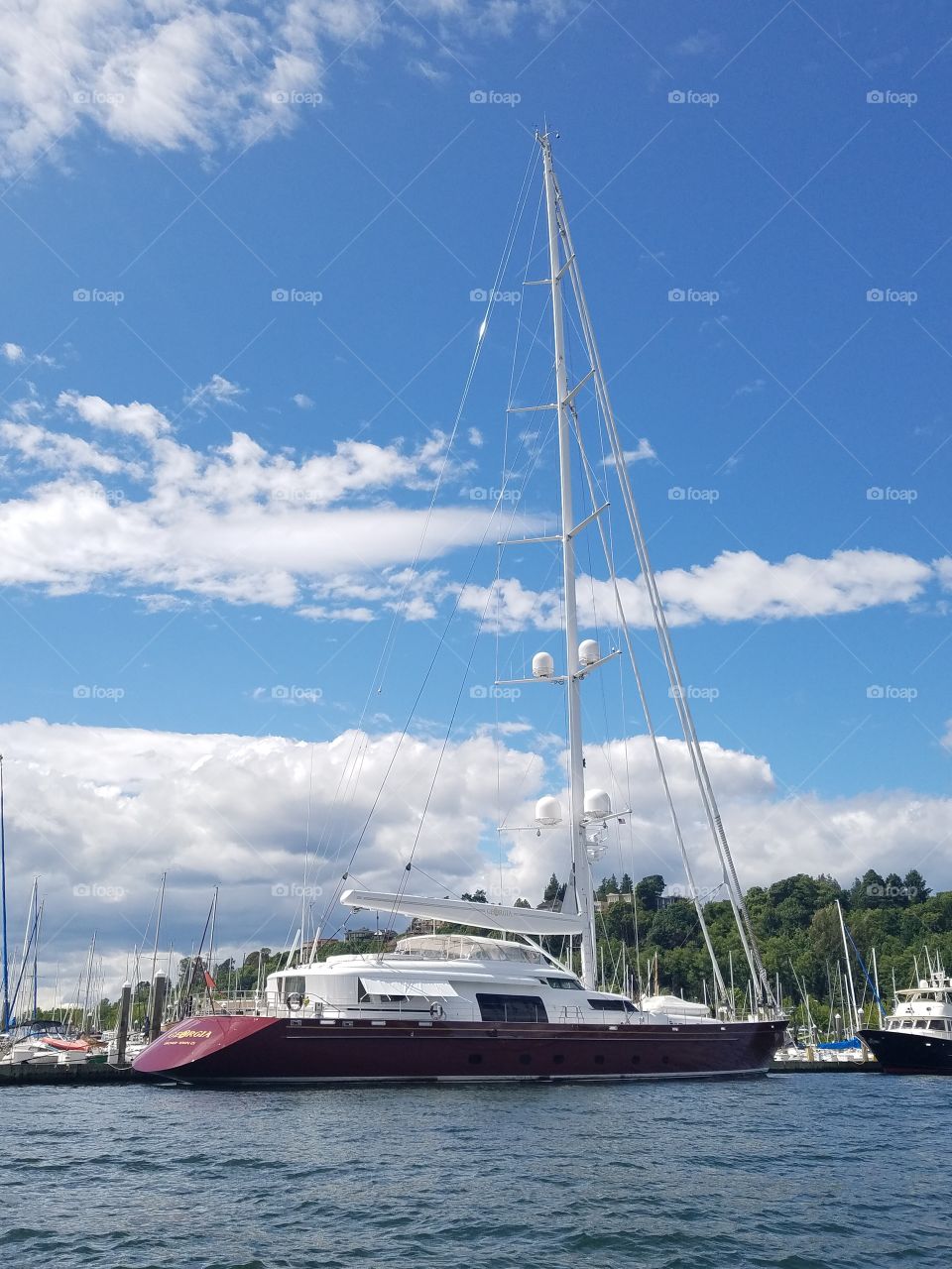 Expensive and elaborate sailing vessel sighted in a marina in Seattle.
