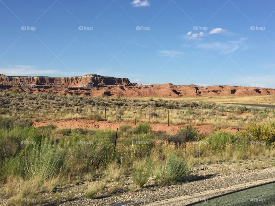 The red rocks of Arizona in the hot desert