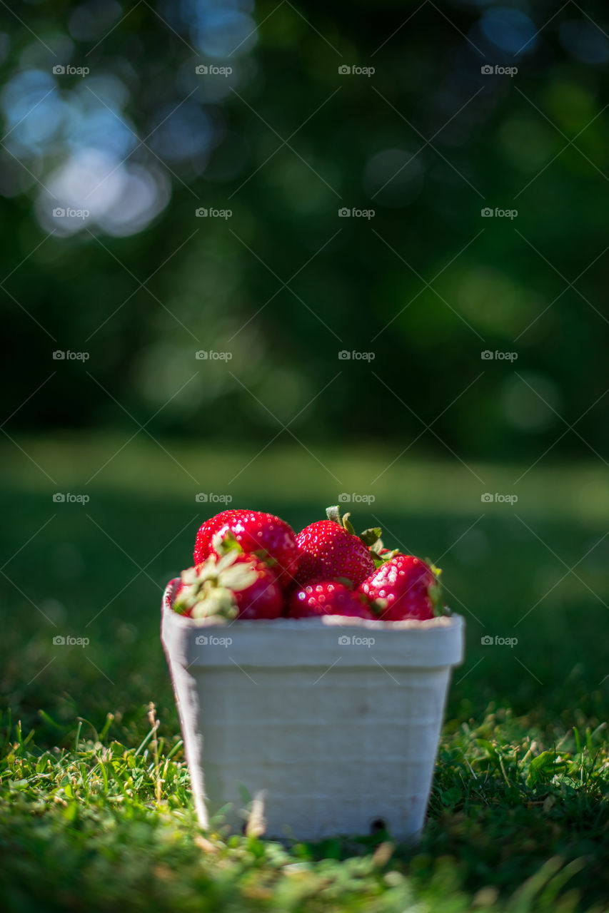 strawberries in a box.