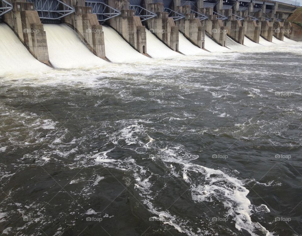 Water rush. Water being released from Lavon dam
