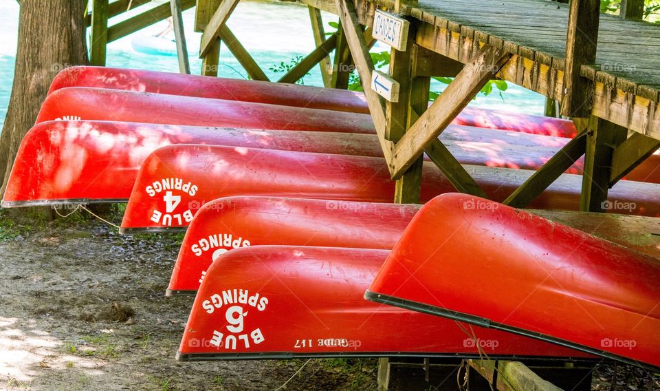 Canoes. Red canoes