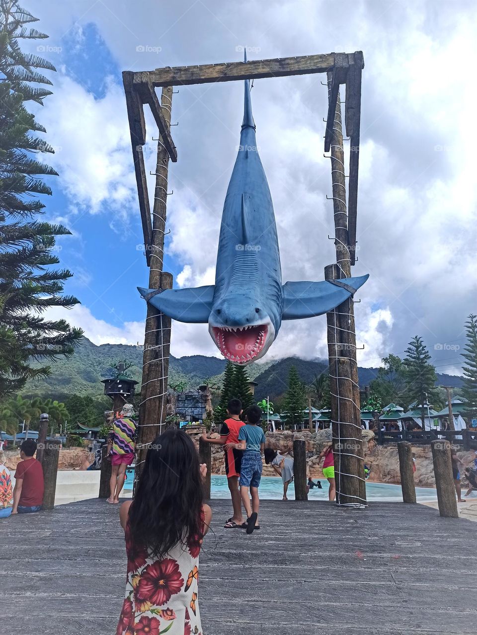 Shark Statue in a Resort