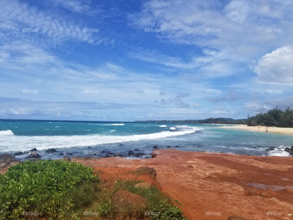 Lovely beach on Maui with soft red sand, amazing waves and plenty of coral to be found.