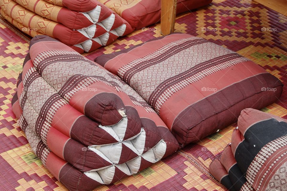 Pillow red in a rooftop bar 