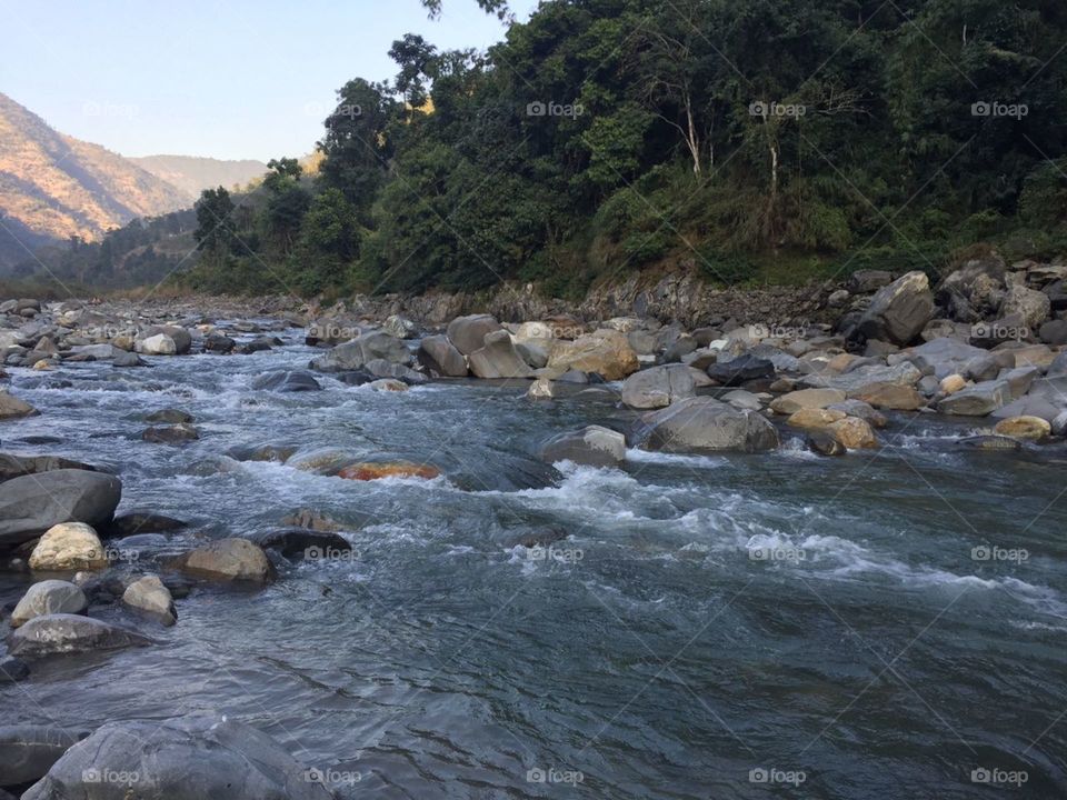 cold river water in winters