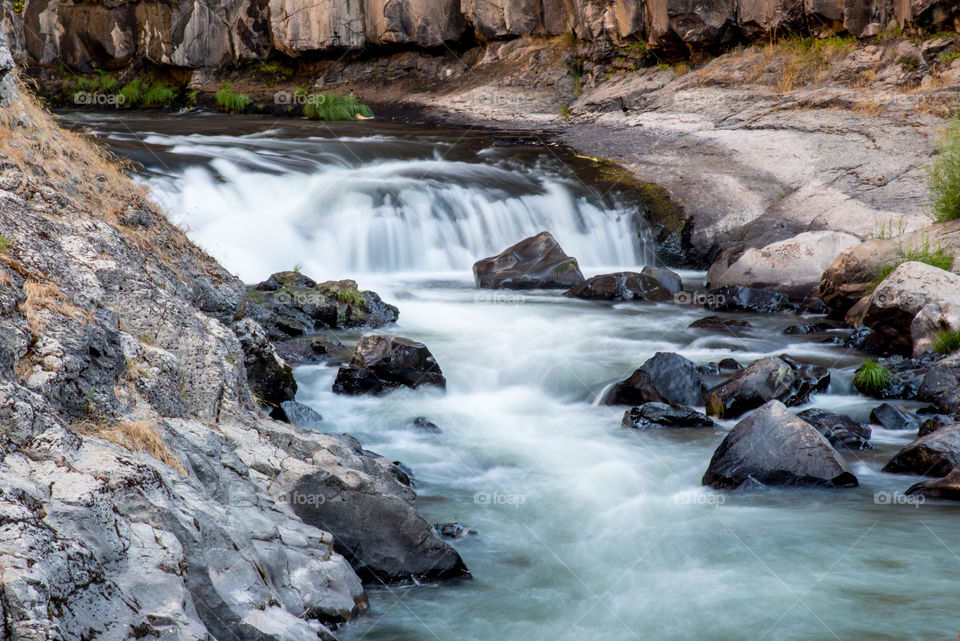 Small waterfall flowing over rocks