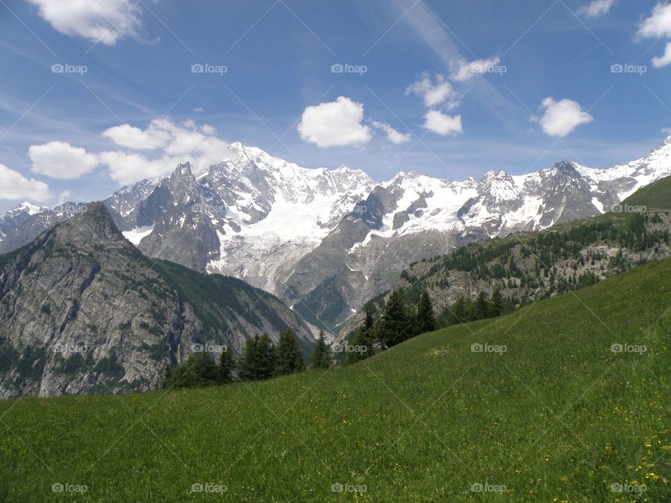 Snowcapped mountain in winter