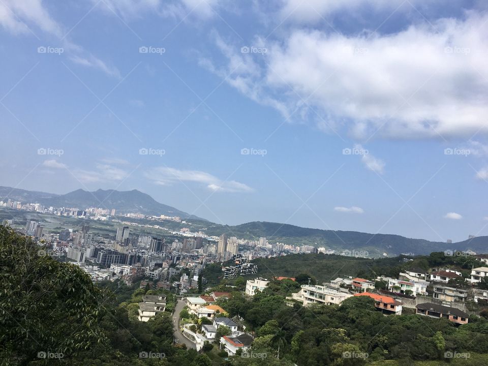 Top hill view of Taipei City 