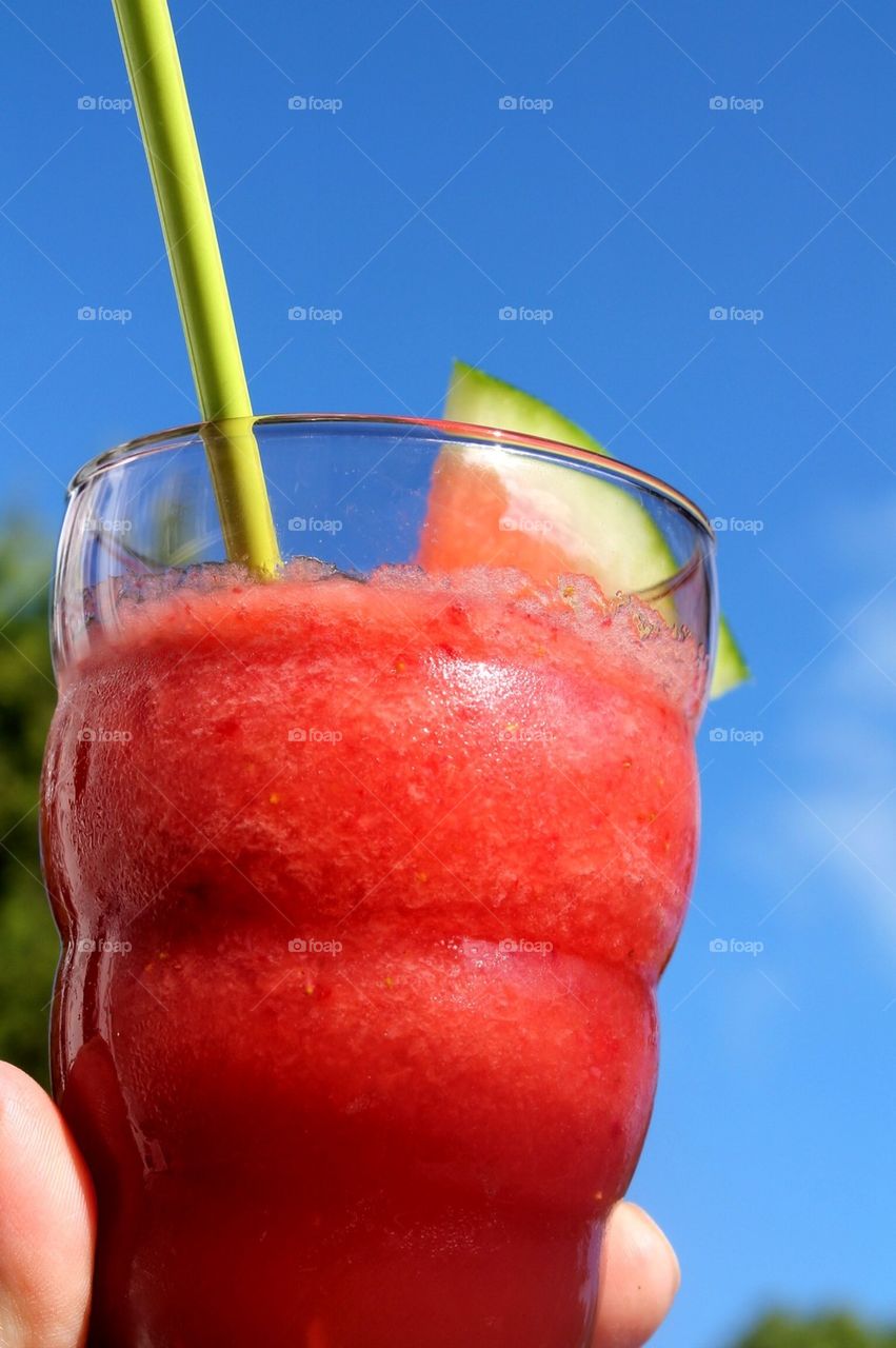 Close-up of watermelon smoothie
