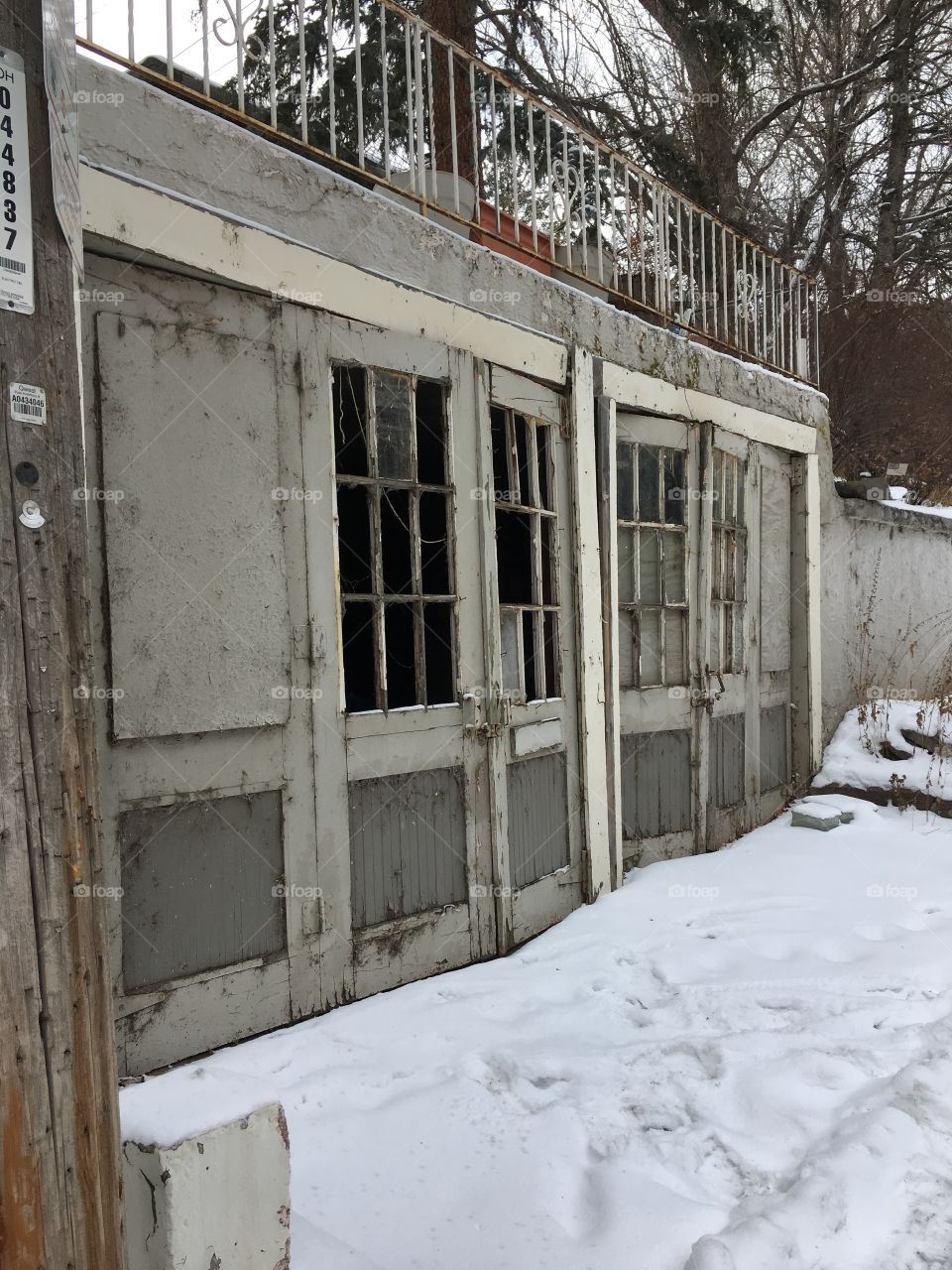 Weathered garage doors