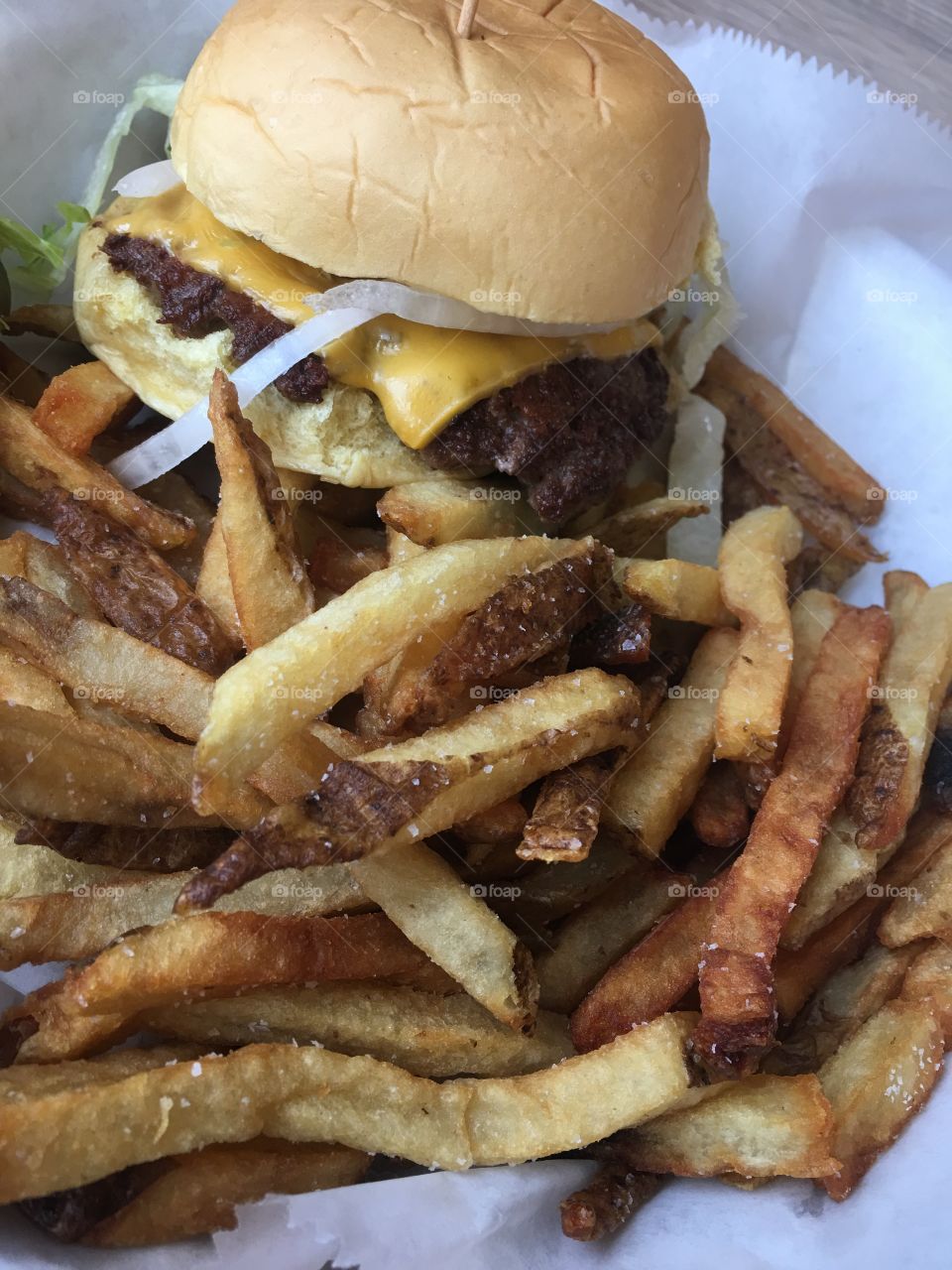 Burger and fries