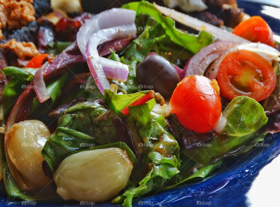 Fresh California Salad. Green Salad With Ripe Tomatoes
