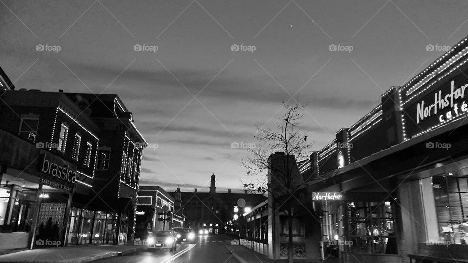 An early morning commute to the local Coffee bar. Few are out on this cold morning, but no doubt they have the same goal in mind.