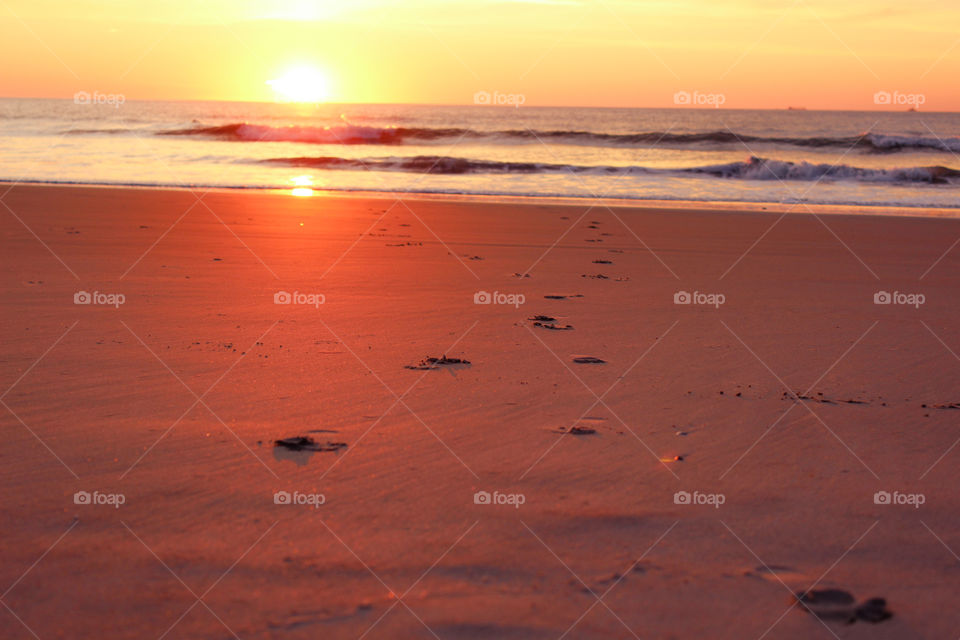 View of beach during sunset