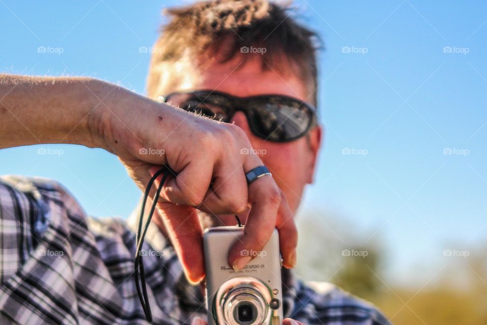 Man getting ready to take an awesome picture 