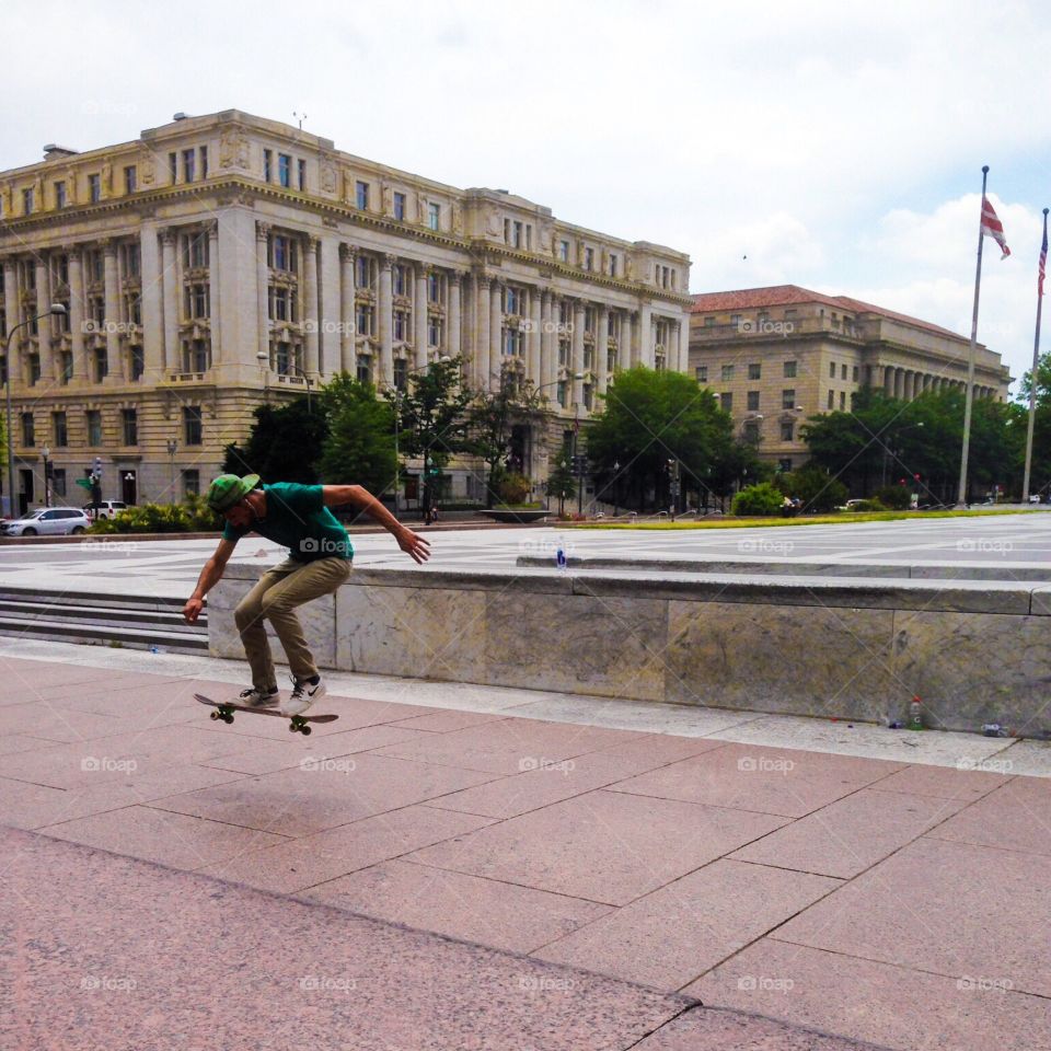 Skateboarder at Freedom Plaza in Washington DC