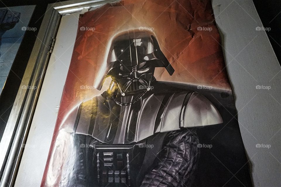 old poster of Darth Vader on my door