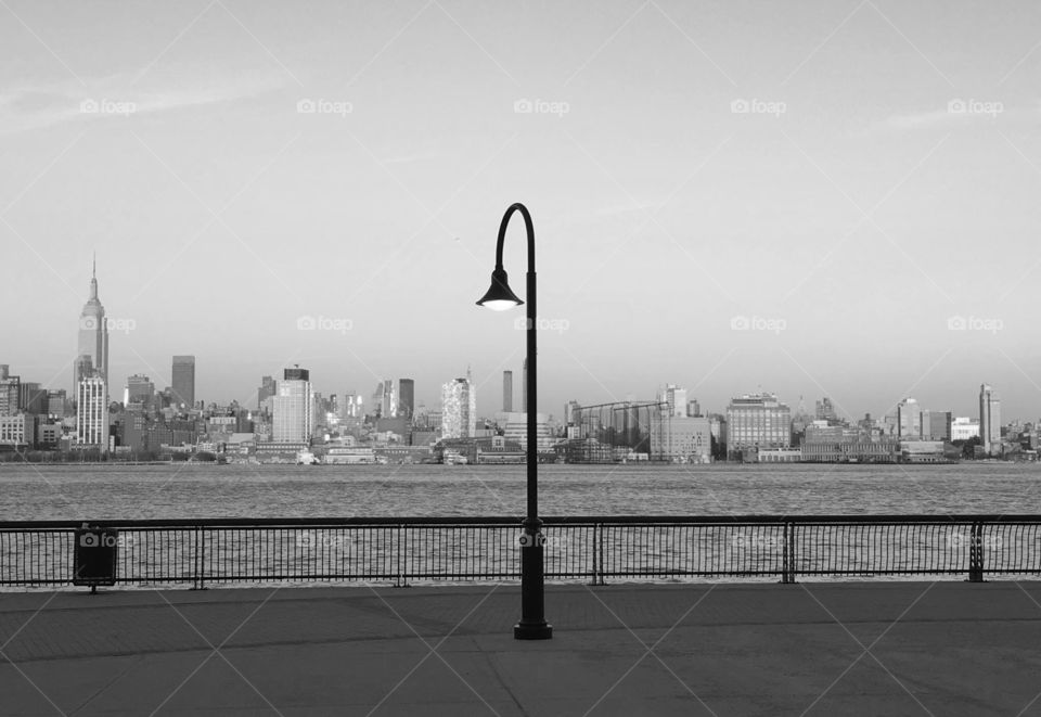 Lampost overseeing New York’s Skyline