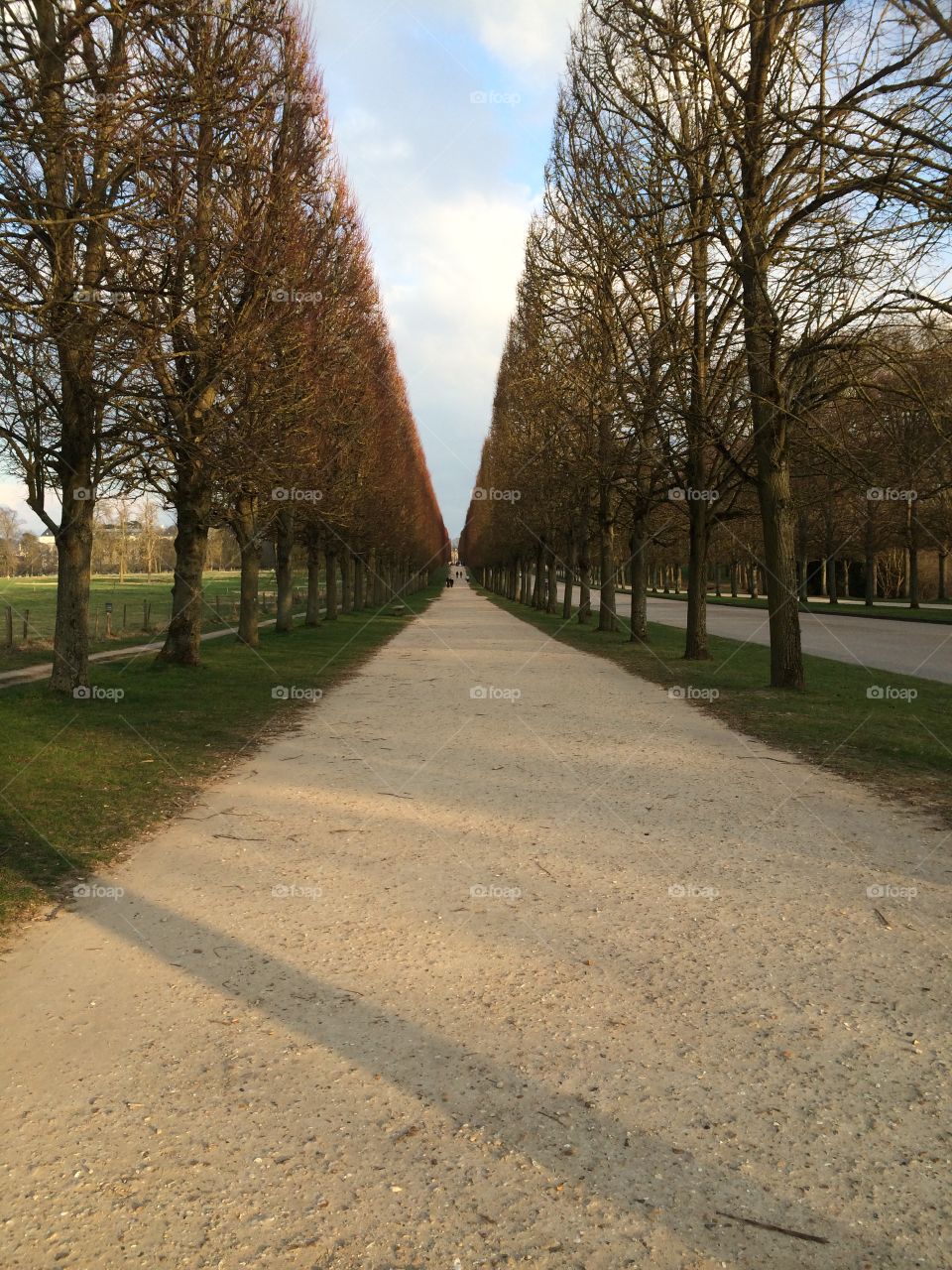 Garden path. Marie Antoinette's estate, Versailles Chateaux, Paris, France
