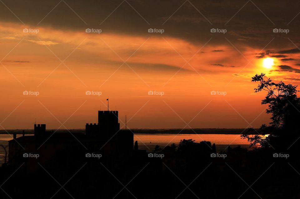 Sunset over the Duino Castle