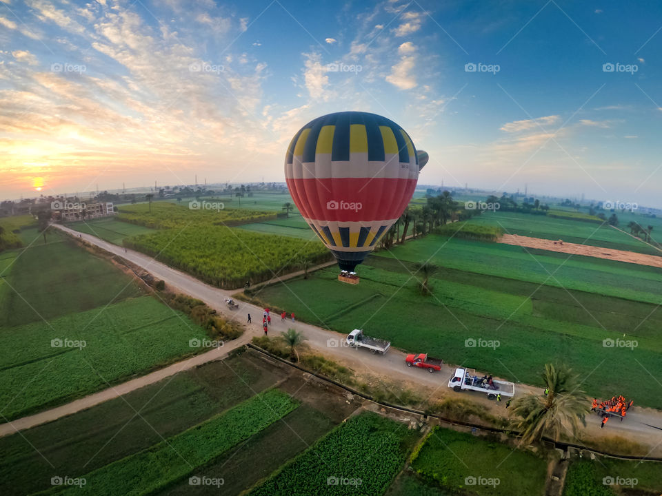 Balloon over vegetables fields in Egypt 