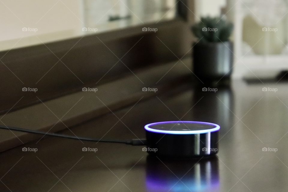 Echo dot displayed on dresser