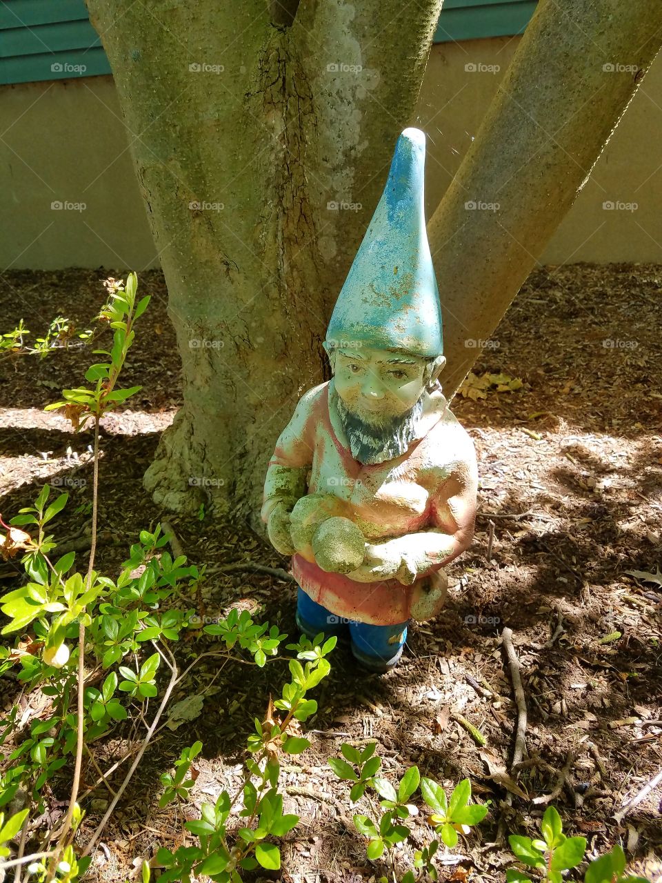 Weathered garden gnome