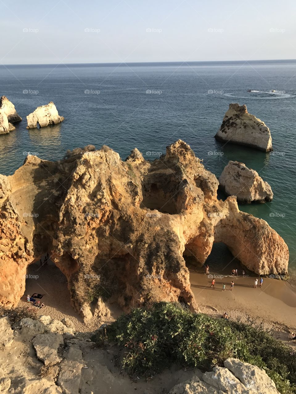 Caves rocks and beach and sea Algarve Portugal 