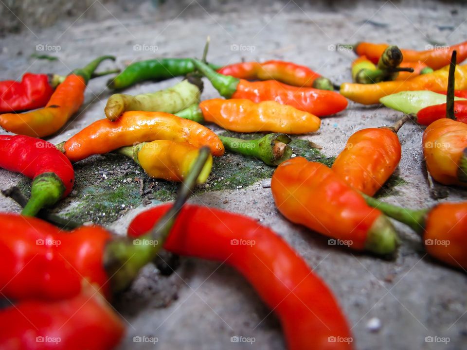 Close-up of fresh cayenne pepper