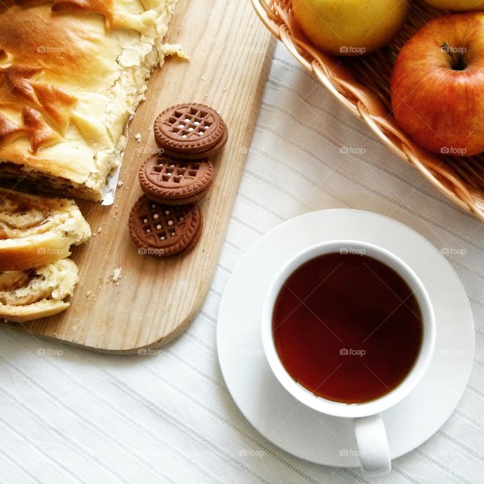 Homemade cake with apples