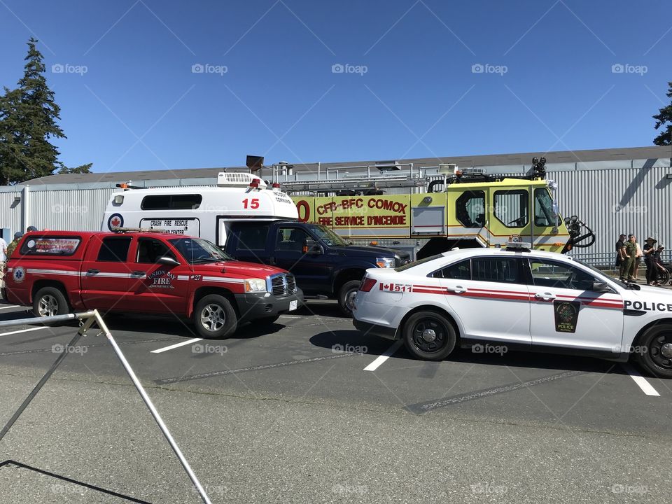 A selection of emergency vehicles at the Boomers legacy event in Comox, British Columbia. boomerslegacy.ca