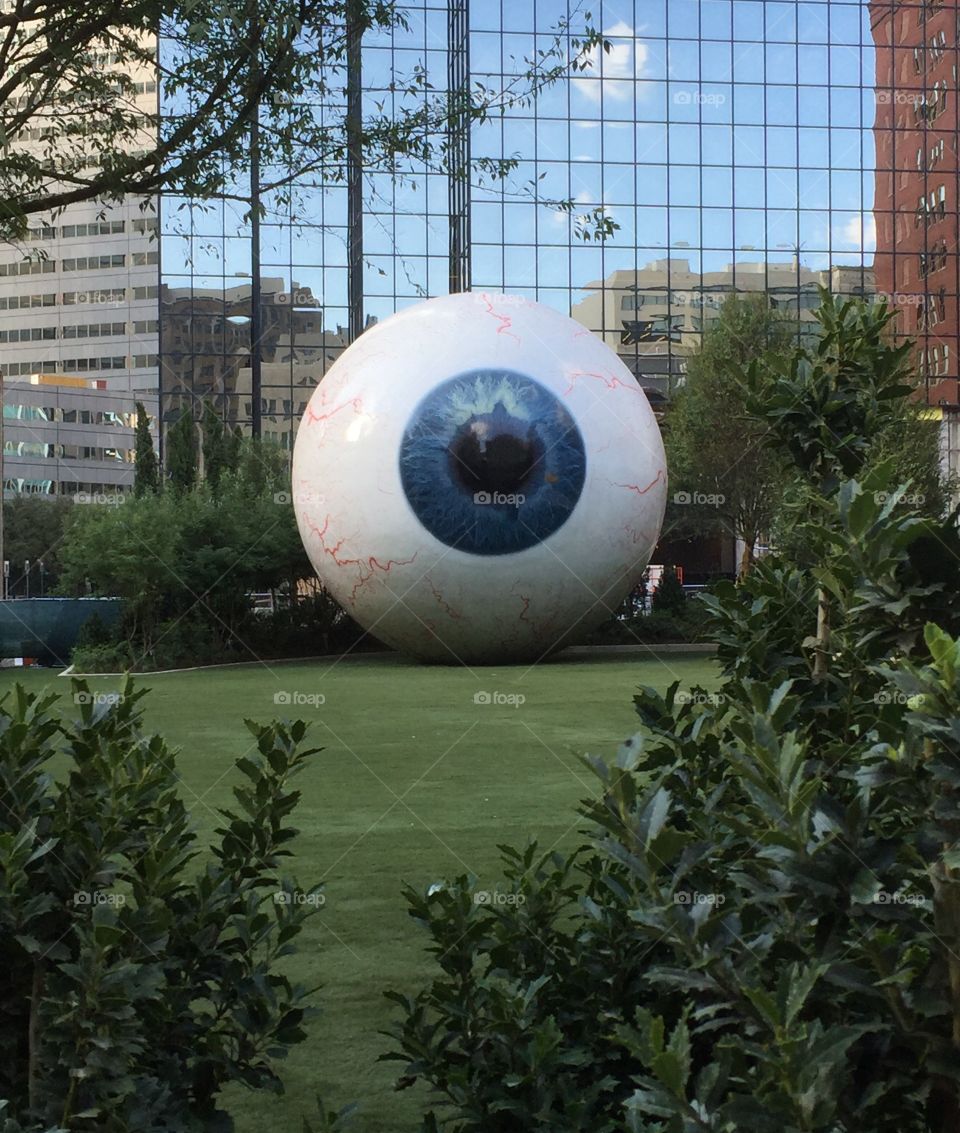 Giant eyeball Dallas down town Texas