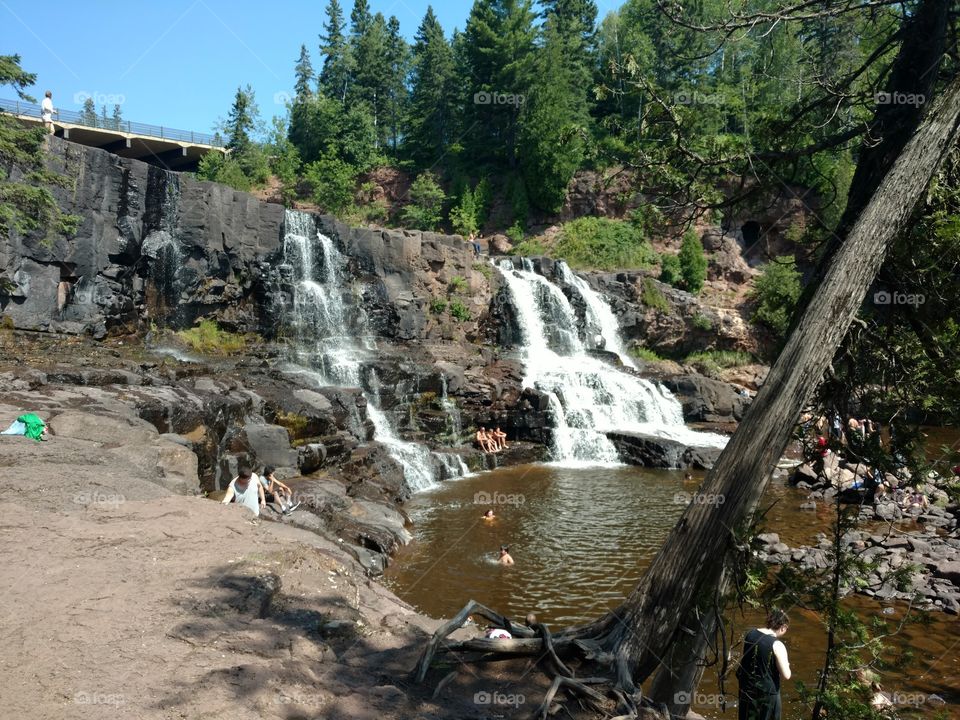 Gooseberry Falls summertime water flowing Down rocks