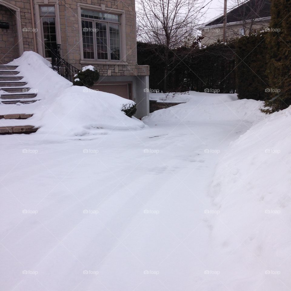 In front of the house