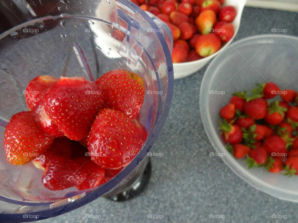 Strawberry coctail preparation. Strawberry season
