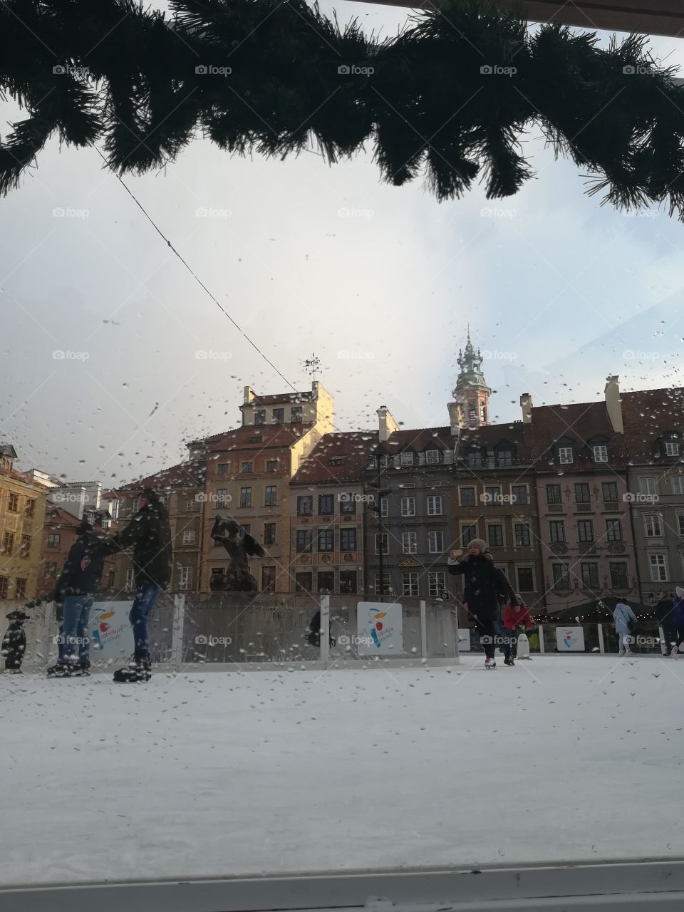 Ice skating arena Warsaw Old Town Square