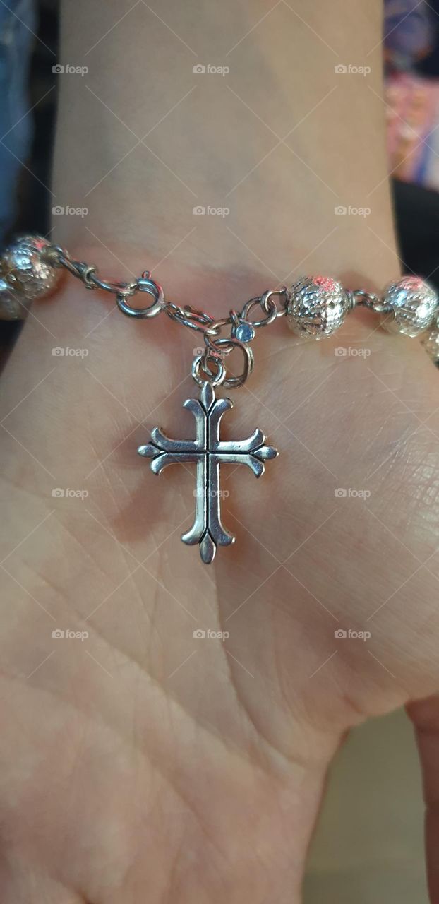 jewelry, bracelet, silver denarius, delicate and beautiful.  cross